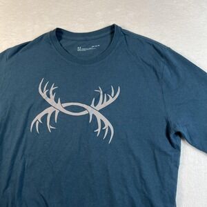 Under Armour Shirt Mens Medium Blue Antler Logo Hunting Graphic Tee Top